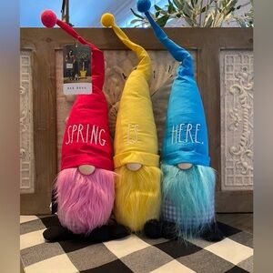 Rae Dunn SPRING IS HERE Gnomes TRIO - Brand new - colorful and fun!